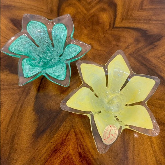 Murano Other - 2 Murano Art Glass Flower Shaped Votive Candle Holders Made In Italy